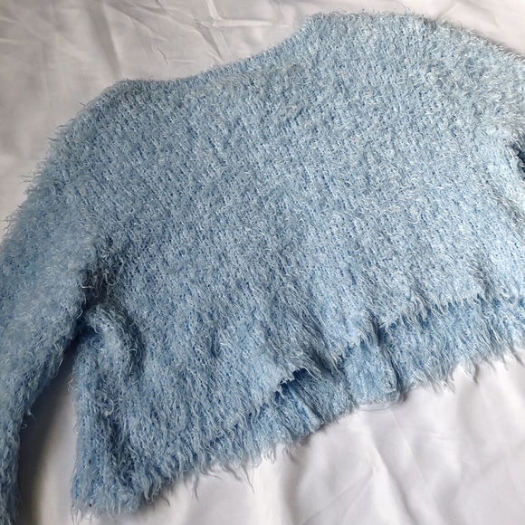 Fluffy Blue Cropped Cardigan - Picture 4 of 4